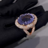9.3ct Oval Cut Amethyst Bold Paved Cocktail Ring