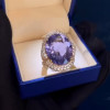 9.3ct Oval Cut Amethyst Bold Paved Cocktail Ring