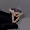 9.3ct Oval Cut Amethyst Bold Paved Cocktail Ring