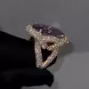 9.3ct Oval Cut Amethyst Bold Paved Cocktail Ring