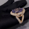 9.3ct Oval Cut Amethyst Bold Paved Cocktail Ring
