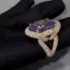 9.3ct Oval Cut Amethyst Bold Paved Cocktail Ring