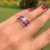 9ctw White Sapphire and Oval Cut Ruby Cocktail Ring
