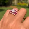 9ctw White Sapphire and Oval Cut Ruby Cocktail Ring