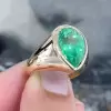 5.7ct Pear Cut Emerald Engagement Ring