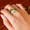 4ctw Three Tone Criss Cross Wedding Band