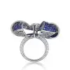 Blue and White Sapphire Paved Bold Bow Ring