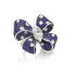 Blue and White Sapphire Paved Bold Bow Ring