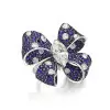 Blue and White Sapphire Paved Bold Bow Ring