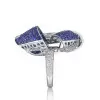 Blue and White Sapphire Paved Bold Bow Ring