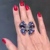 Blue and White Sapphire Paved Bold Bow Ring