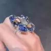 Blue and White Sapphire Paved Bold Bow Ring