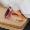 8.4ct Emerald Cut Amethyst and Fuchsia Sapphire Cocktail Ring