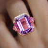 8.4ct Emerald Cut Amethyst and Fuchsia Sapphire Cocktail Ring