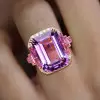 8.4ct Emerald Cut Amethyst and Fuchsia Sapphire Cocktail Ring
