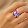 8.4ct Emerald Cut Amethyst and Fuchsia Sapphire Cocktail Ring