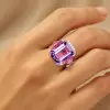 8.4ct Emerald Cut Amethyst and Fuchsia Sapphire Cocktail Ring