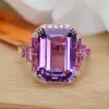 8.4ct Emerald Cut Amethyst and Fuchsia Sapphire Cocktail Ring