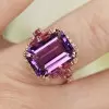 8.4ct Emerald Cut Amethyst and Fuchsia Sapphire Cocktail Ring