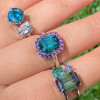 5.8ct Cushion Cut Green Sapphire Halo Cocktail Ring