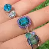 5.8ct Cushion Cut Green Sapphire Halo Cocktail Ring