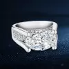 9.3ct Oval Cut White Sapphire Paved Engagement Ring