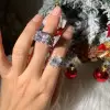 9.3ct Oval Cut White Sapphire Paved Engagement Ring