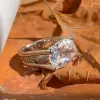 9.3ct Oval Cut White Sapphire Paved Engagement Ring