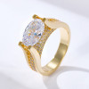 9.3ct Oval Cut White Sapphire Paved Engagement Ring