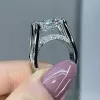 9.3ct Oval Cut White Sapphire Paved Engagement Ring