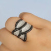 4ctw White Black Criss Cross Wedding Band