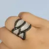 4ctw White Black Criss Cross Wedding Band