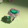 8.4ct Cushion Cut Green Sapphire Multicolor Halo Cocktail Ring