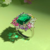 8.4ct Cushion Cut Green Sapphire Multicolor Halo Cocktail Ring