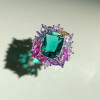 8.4ct Cushion Cut Green Sapphire Multicolor Halo Cocktail Ring