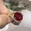 8ct Oval Cut Ruby Split Shank Cocktail Ring