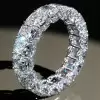 8.4ct Radiant Cut White Sapphire Eternity Wedding Ring Set