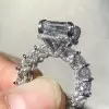 8.4ct Radiant Cut White Sapphire Eternity Engagement Ring