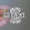 8.4ct Radiant Cut White Sapphire Eternity Engagement Ring