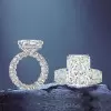 8.4ct Radiant Cut White Sapphire Eternity Engagement Ring