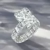 8.4ct Radiant Cut White Sapphire Eternity Engagement Ring