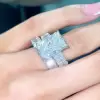 8.4ct Radiant Cut White Sapphire Eternity Engagement Ring