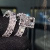 8.4ct Radiant Cut White Sapphire Eternity Wedding Ring Set