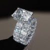 8.4ct Radiant Cut White Sapphire Eternity Wedding Ring Set
