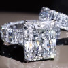 8.4ct Radiant Cut White Sapphire Eternity Wedding Ring Set