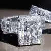 8.4ct Radiant Cut White Sapphire Eternity Wedding Ring Set