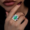 5.3ct Emerald Cut Emerald Halo Vintage Engagement Ring