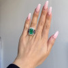 5.3ct Emerald Cut Emerald Halo Vintage Engagement Ring