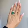 5.3ct Emerald Cut Emerald Halo Vintage Engagement Ring
