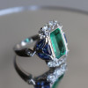 5.3ct Emerald Cut Emerald Halo Vintage Engagement Ring